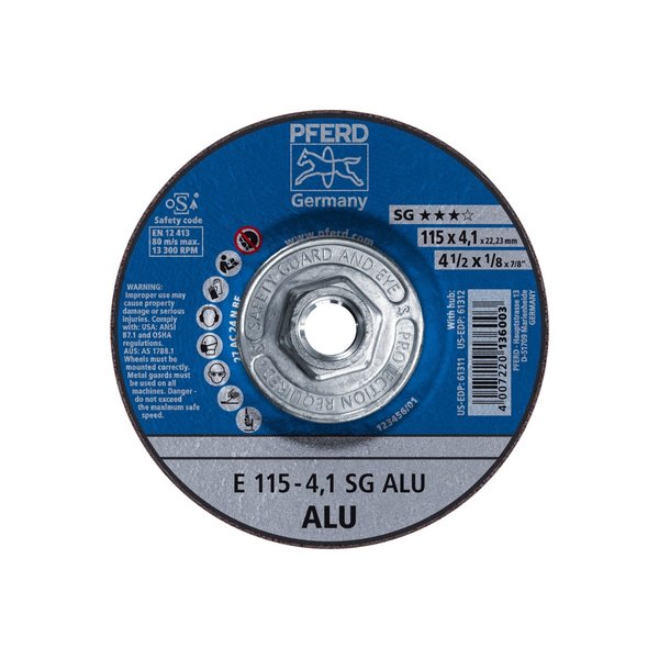 Pferd 4-1/2" x 1/8 Grinding Wheel, 5/8-11 Thd. - SG ALU - Type 27 10PK 61312